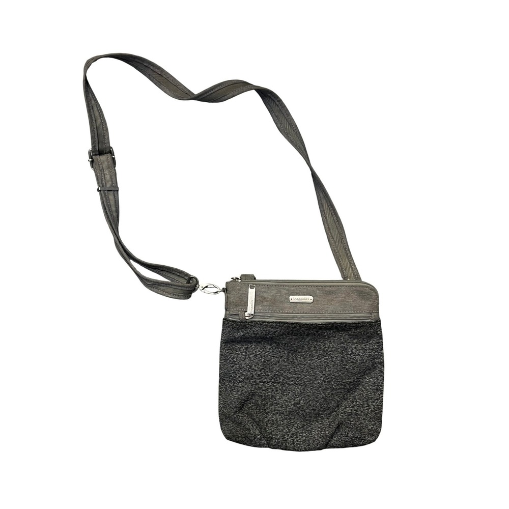 Baggallini Gray Heathered Crossbody Travel Bag Small Zip Organizer Purse